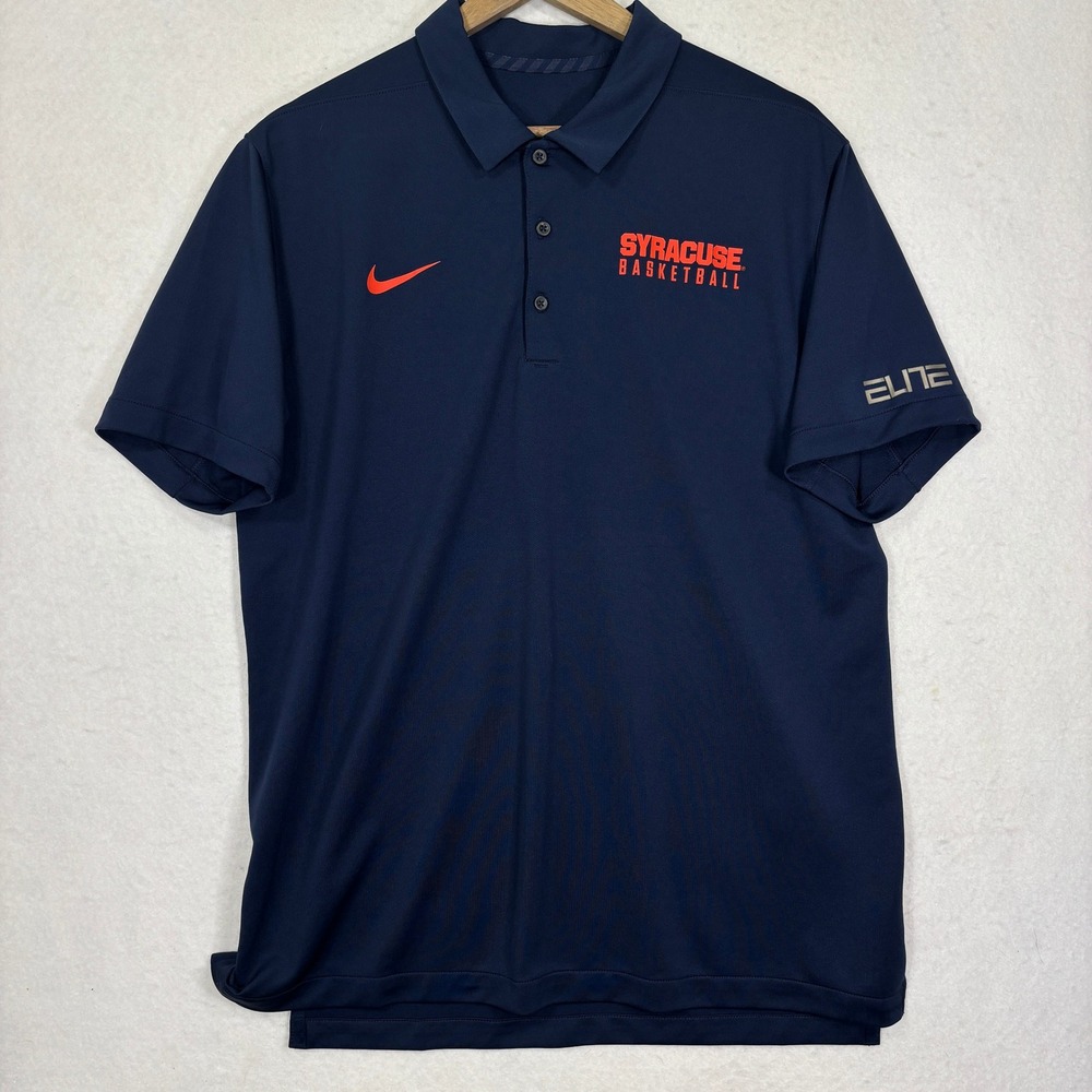 Nike Dri-FIT Syracuse Basketball Polo Mens L‎ Athletic Orange Blue